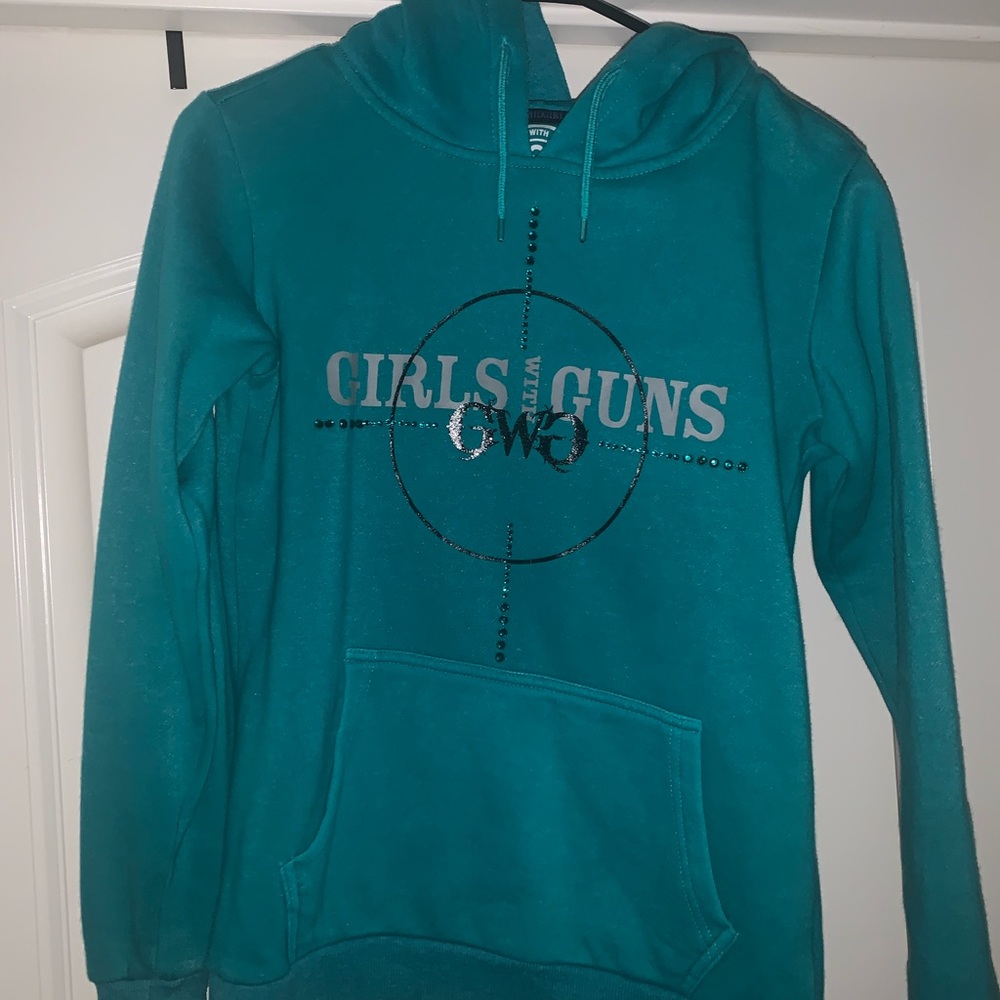 Teal girls with guns sweatshirt
